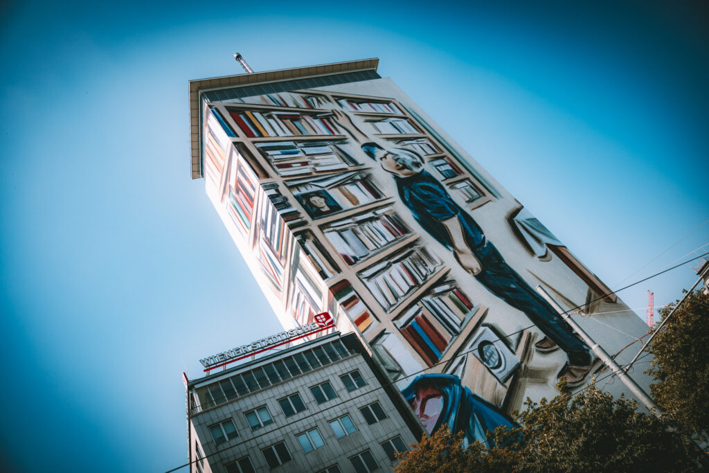 Malerei an einem Hochhaus, Wien