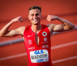 Deutscher Meister Karl Bebendorf (Dresden) Dresden, 02.08.2025, DIE FINALS 2025 Dresden, Leichtathletik, Deutsche Meisterschaften 2025, 3000m Hindernislauf, Herren, Finale Deutscher Meister Karl Bebendorf (Dresden) Dresden, 02.08.2025, DIE FINALS 2025 Dresden, Leichtathletik, Deutsche Meisterschaften 2025, 3000m Hindernislauf, Herren, Finale